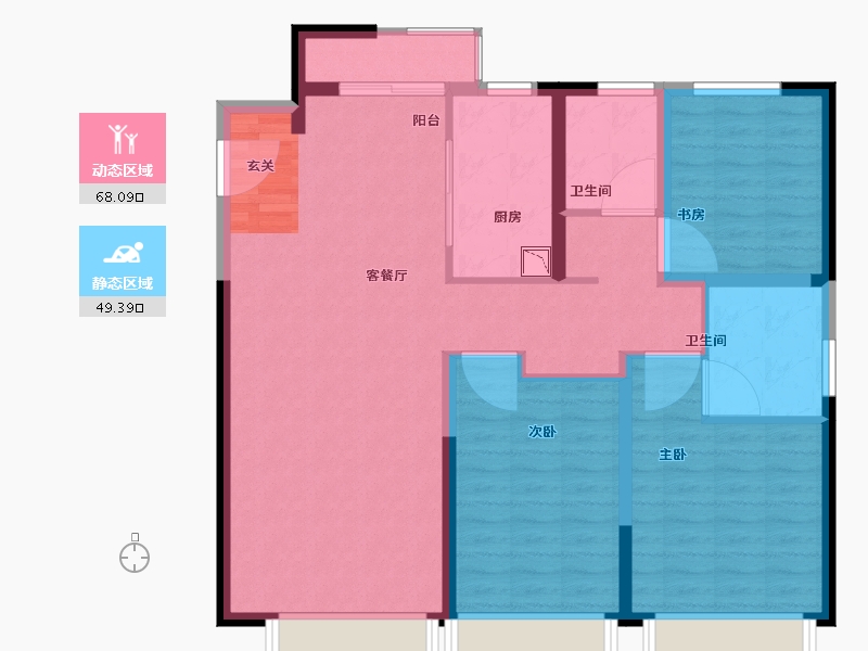 陕西省-西安市-紫薇·华发CID中央首府-106.01-户型库-动静分区