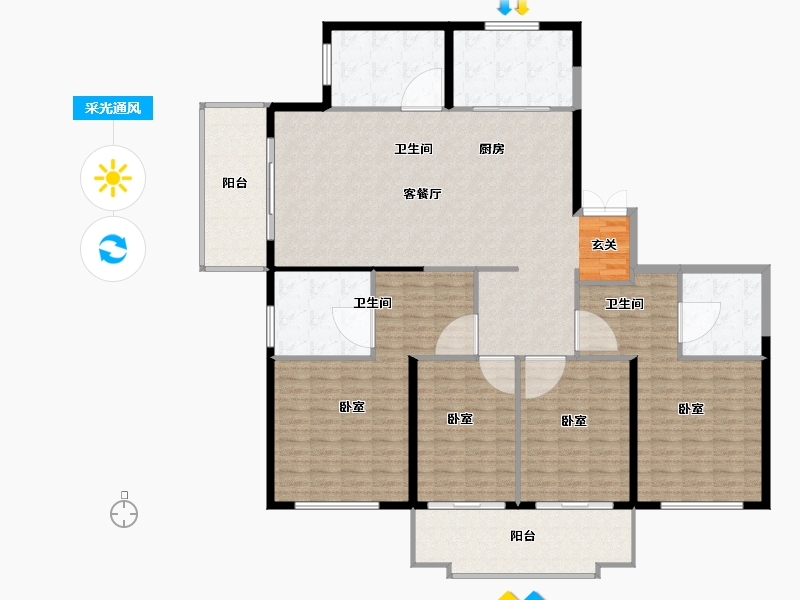 江苏省-南京市-世茂璀璨滨江-191.88-户型库-采光通风