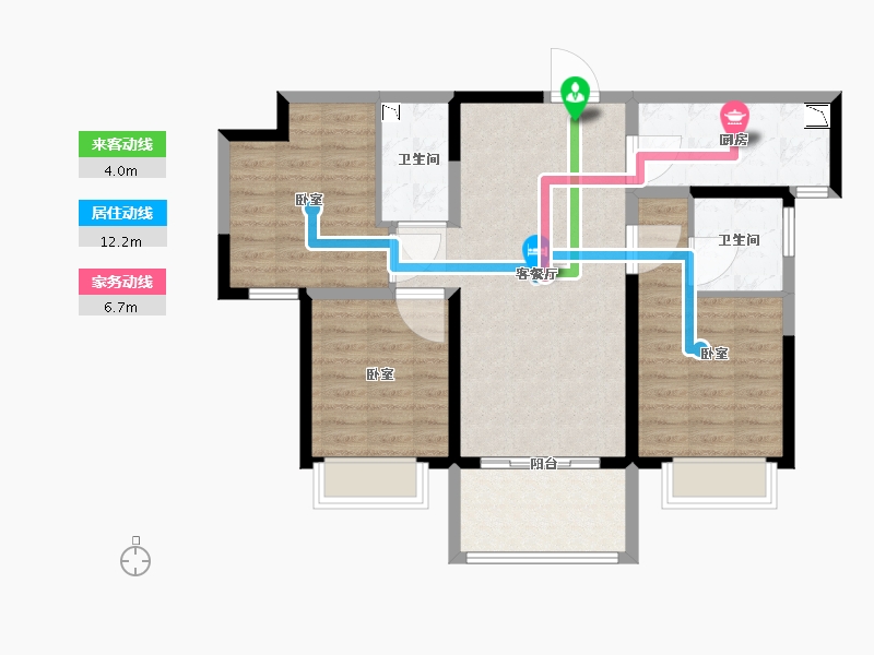 陕西省-咸阳市-翡翠书院-85.00-户型库-动静线