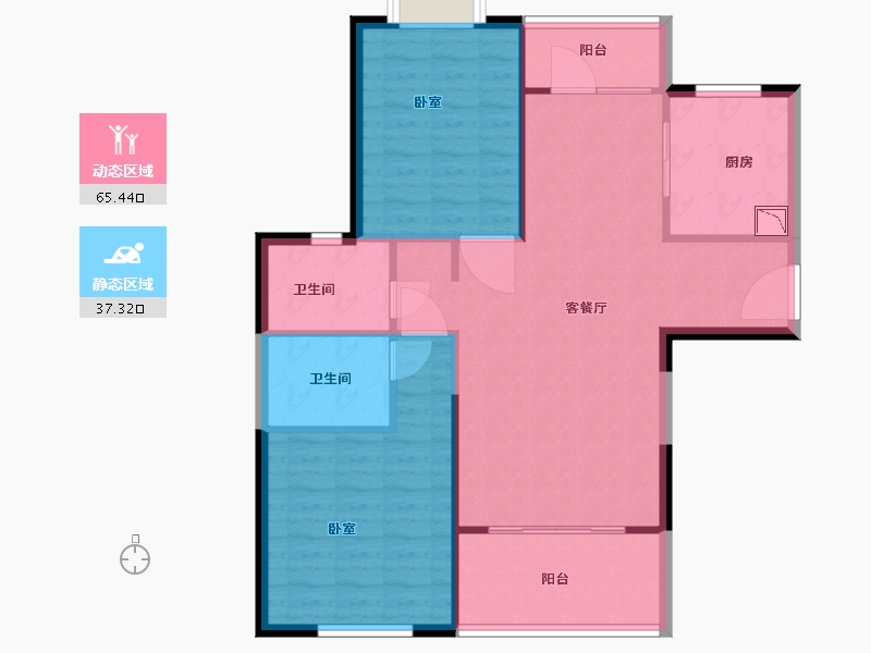 江苏省-无锡市-蔚蓝滨江-93.97-户型库-动静分区