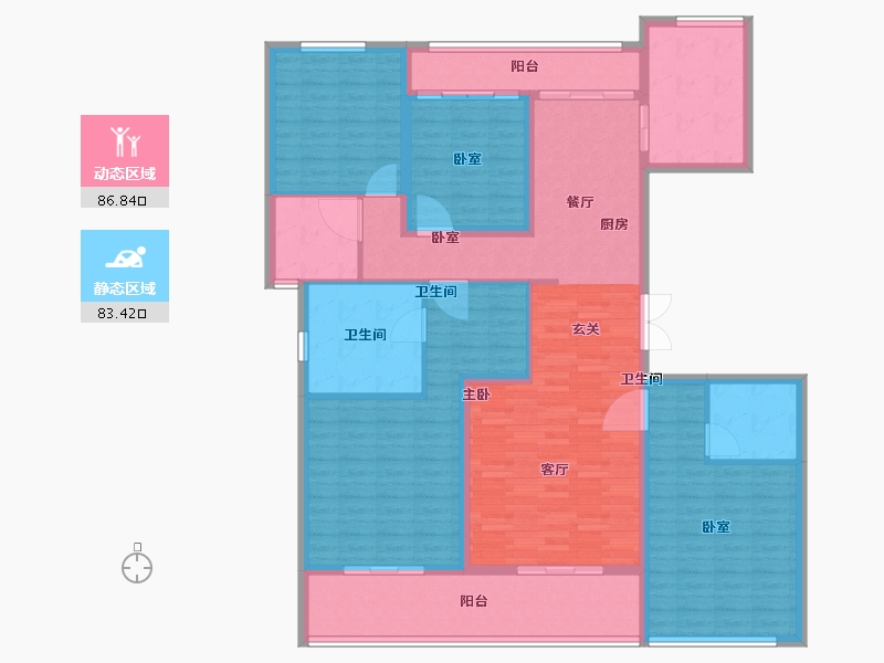 陕西省-西安市-奥园璞樾湾-153.96-户型库-动静分区