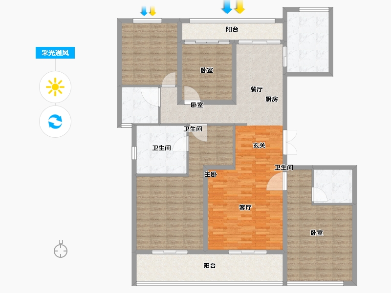 陕西省-西安市-奥园璞樾湾-153.96-户型库-采光通风