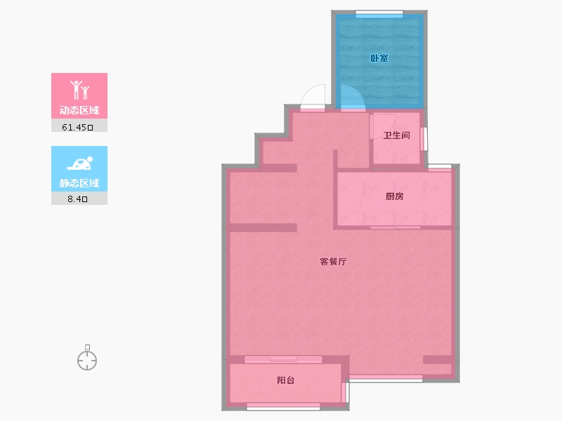 陕西省-西安市-金辉崇文府-62.42-户型库-动静分区