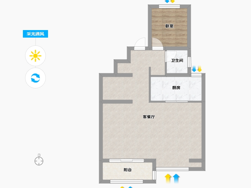 陕西省-西安市-金辉崇文府-62.42-户型库-采光通风