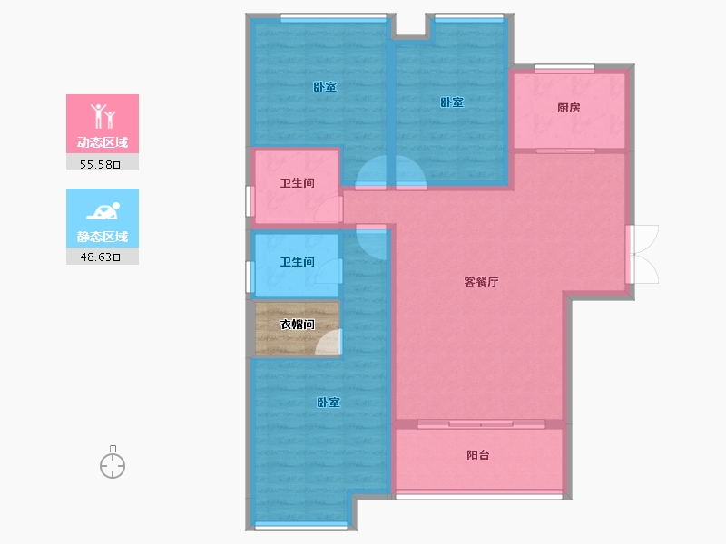 陕西省-渭南市-蒲城公园天下-96.54-户型库-动静分区