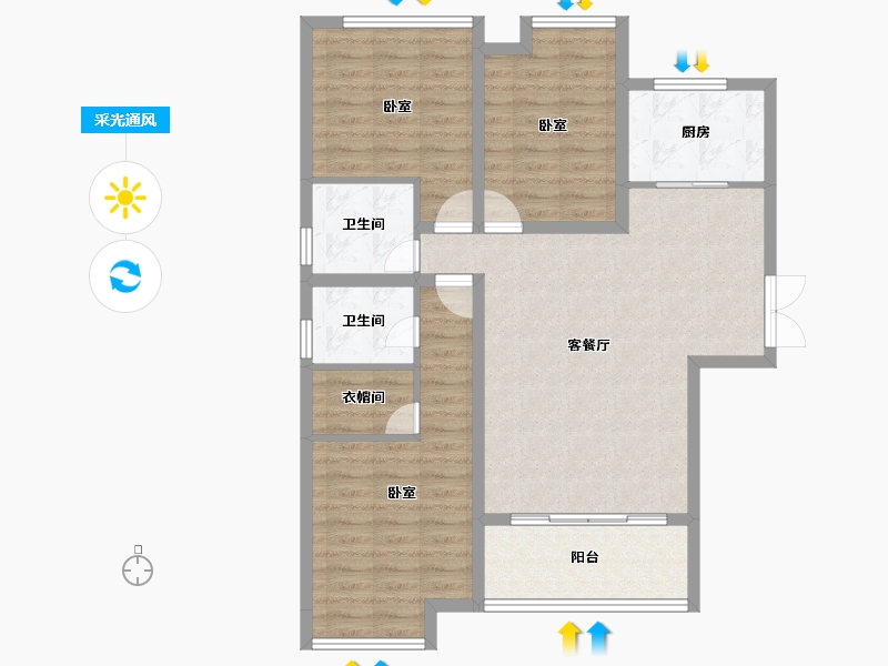 陕西省-渭南市-蒲城公园天下-96.54-户型库-采光通风