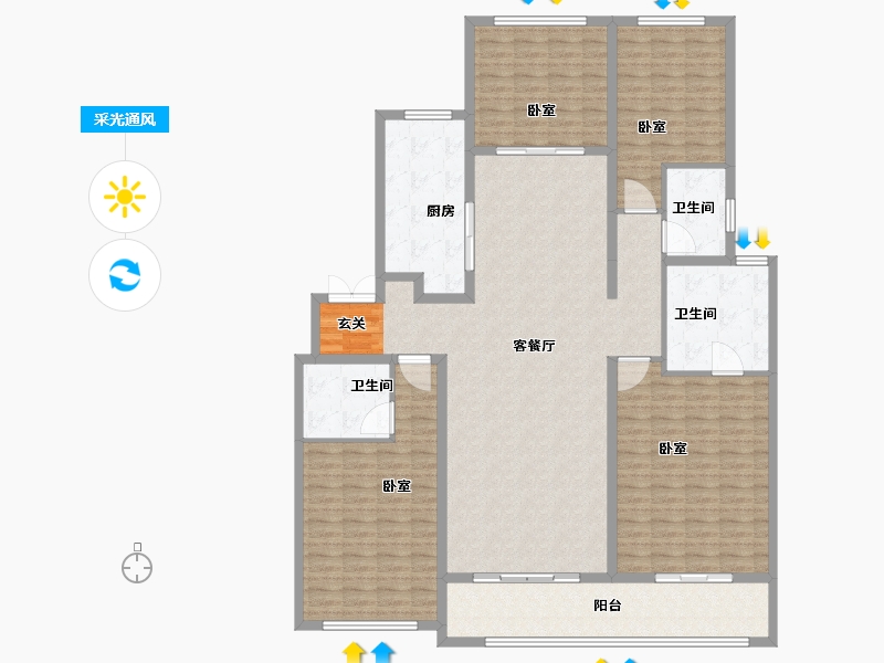 江苏省-南京市-世茂璀璨滨江-176.46-户型库-采光通风