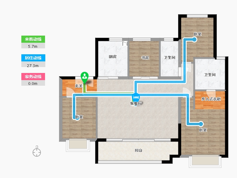 陕西省-咸阳市-万科·金域缇香-119.10-户型库-动静线