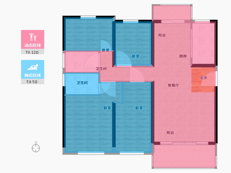 陕西省-西安市-西安碧桂园香湖湾1号-118.00-户型库-动静分区