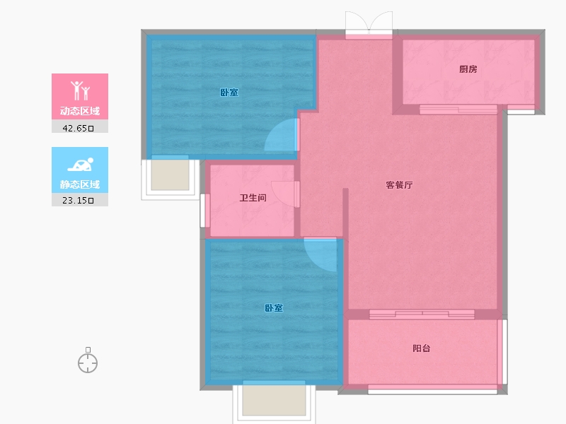 陕西省-渭南市-蒲城公园天下-58.93-户型库-动静分区