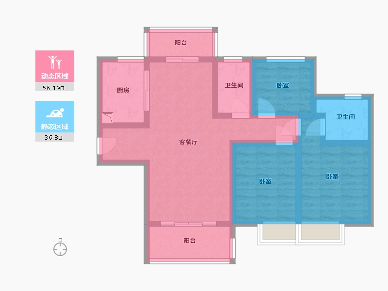 陕西省-咸阳市-伍峰骊园-81.22-户型库-动静分区