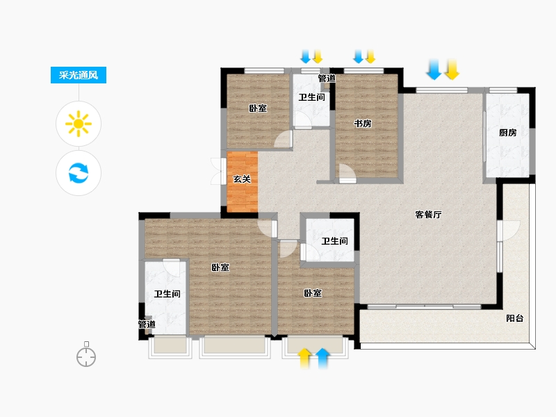 陕西省-西安市-星皓锦樾-171.48-户型库-采光通风