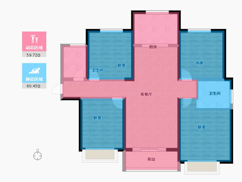 陕西省-咸阳市-伟权公园府邸-107.01-户型库-动静分区