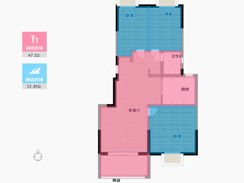 江苏省-南京市-颐和九里-70.99-户型库-动静分区