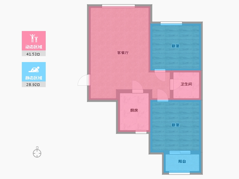 河北省-唐山市-和泓阳光北岸-62.35-户型库-动静分区