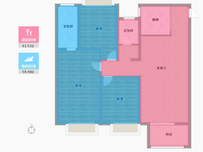 江苏省-无锡市-恒盛第一国际四期颐园-107.72-户型库-动静分区