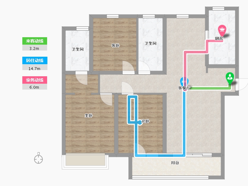 陕西省-西安市-海亮唐宁府御宸-103.00-户型库-动静线