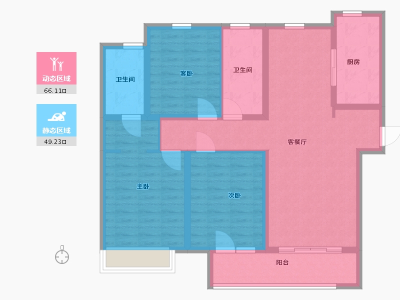 陕西省-西安市-海亮唐宁府御宸-103.00-户型库-动静分区