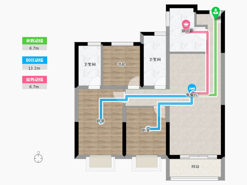 陕西省-西安市-宝鸡富力湾-84.30-户型库-动静线