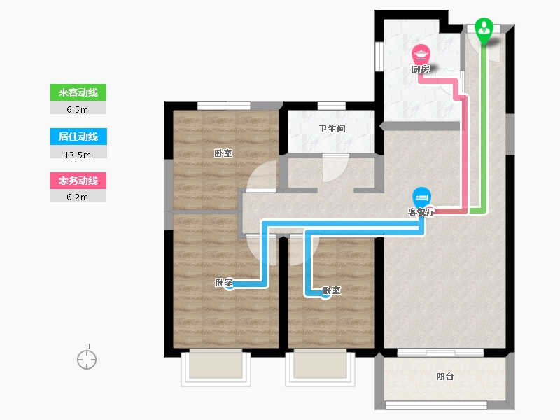 陕西省-西安市-宝鸡富力湾-74.69-户型库-动静线