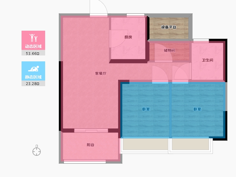 江苏省-南京市-禹洲弘阳滨湖里-72.00-户型库-动静分区