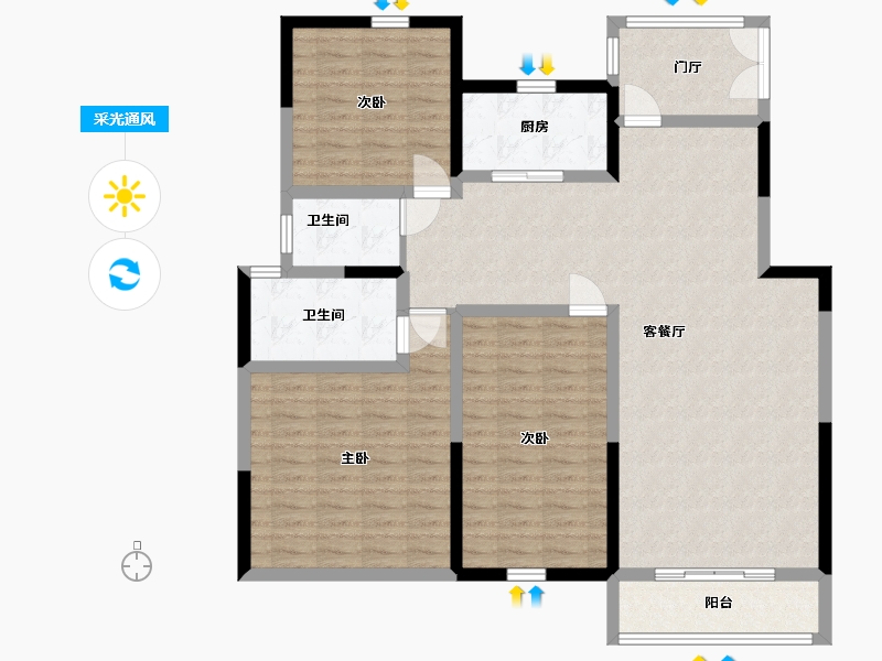 陕西省-西安市-山水香堤溪墅-120.05-户型库-采光通风