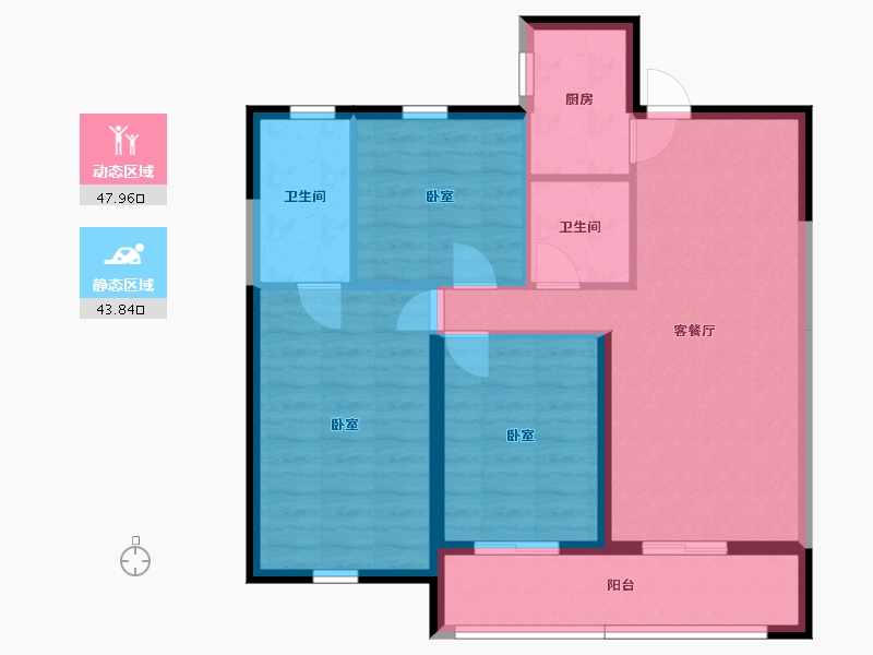 陕西省-西安市-沣水云岭-82.42-户型库-动静分区