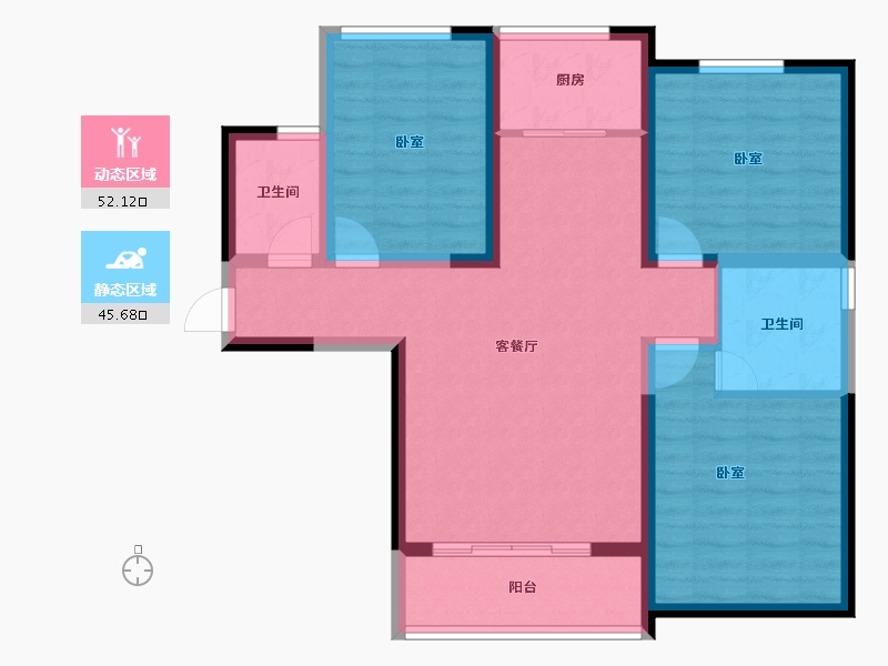 陕西省-咸阳市-伟权公园府邸-87.02-户型库-动静分区