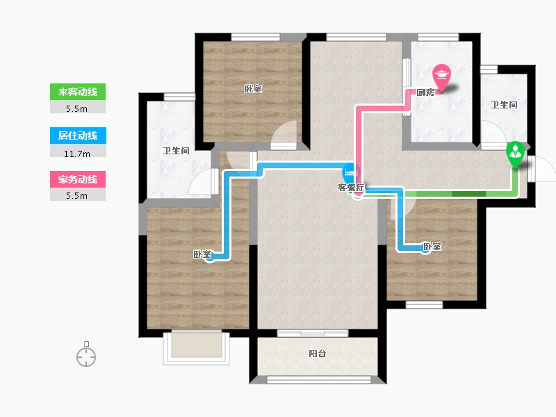 陕西省-咸阳市-伟权公园府邸-85.18-户型库-动静线