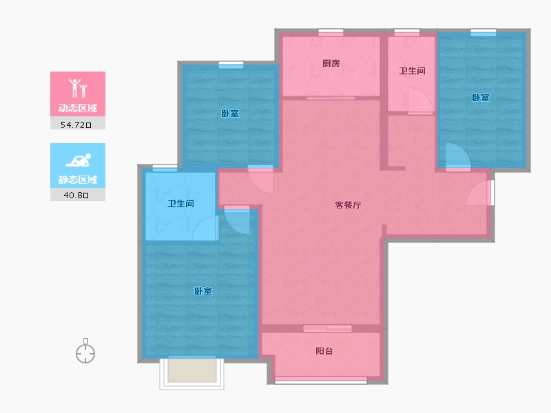 陕西省-西安市-清凉云晖-84.96-户型库-动静分区