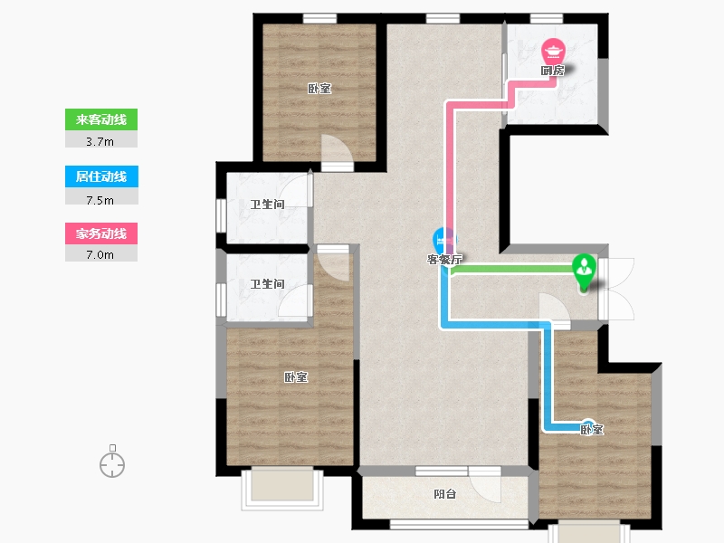 内蒙古自治区-包头市-方兴·凤凰台-93.96-户型库-动静线