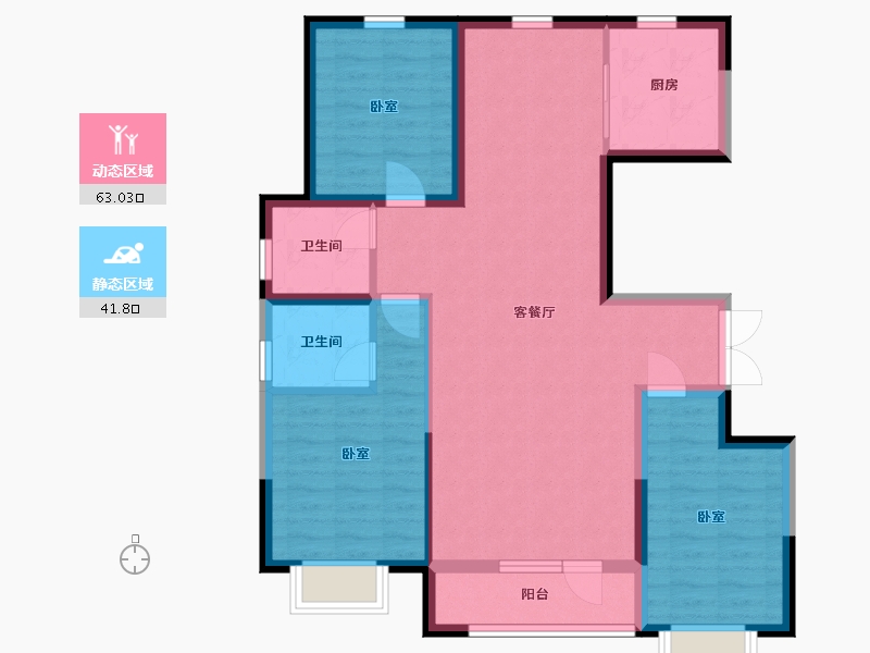 内蒙古自治区-包头市-方兴·凤凰台-93.96-户型库-动静分区