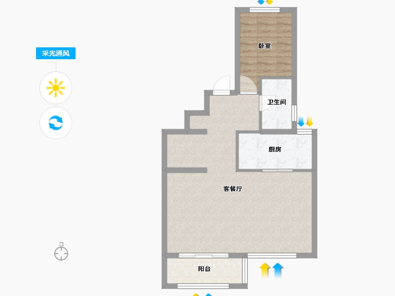 陕西省-西安市-金辉崇文府-64.47-户型库-采光通风