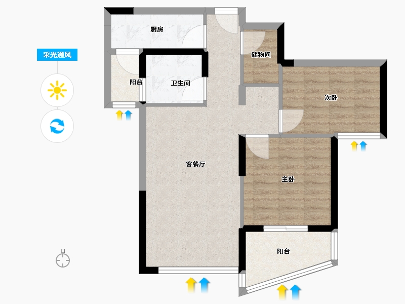 广西壮族自治区-北海市-星海名城三期-68.80-户型库-采光通风