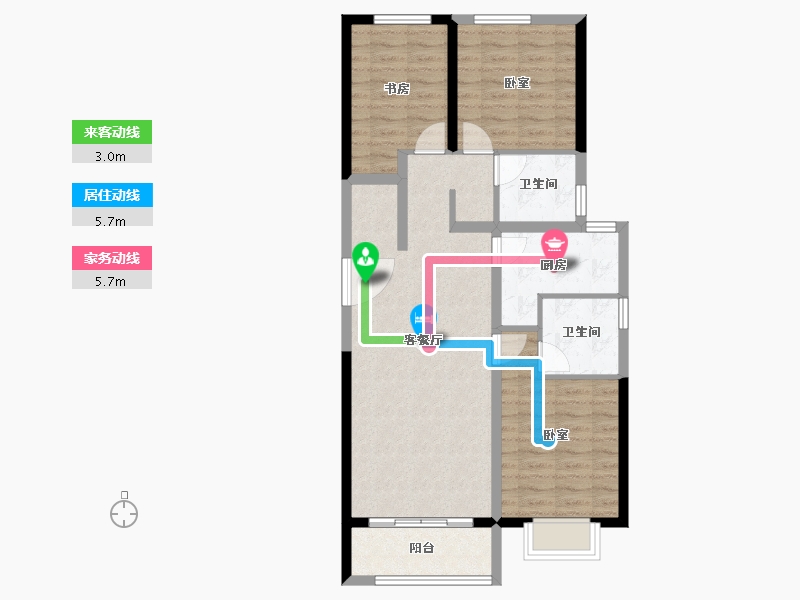 陕西省-西安市-宝鸡富力湾-83.91-户型库-动静线