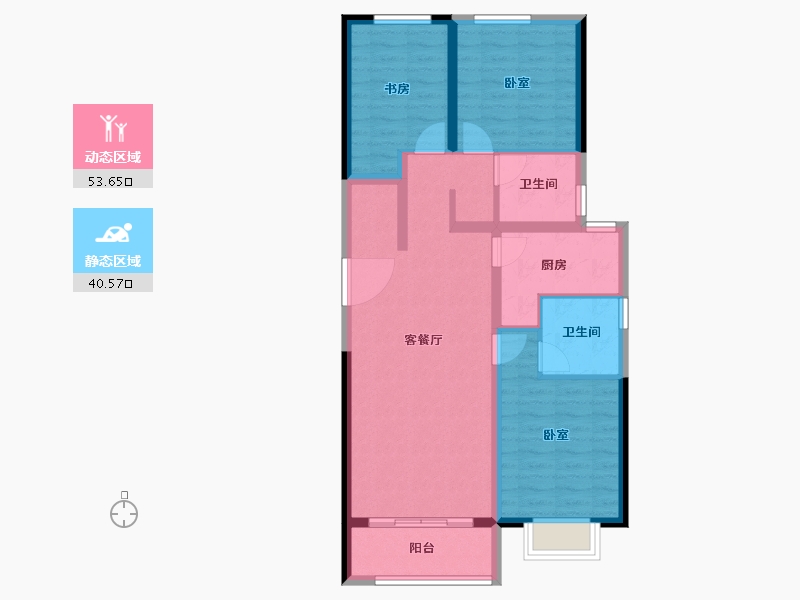 陕西省-西安市-宝鸡富力湾-83.91-户型库-动静分区