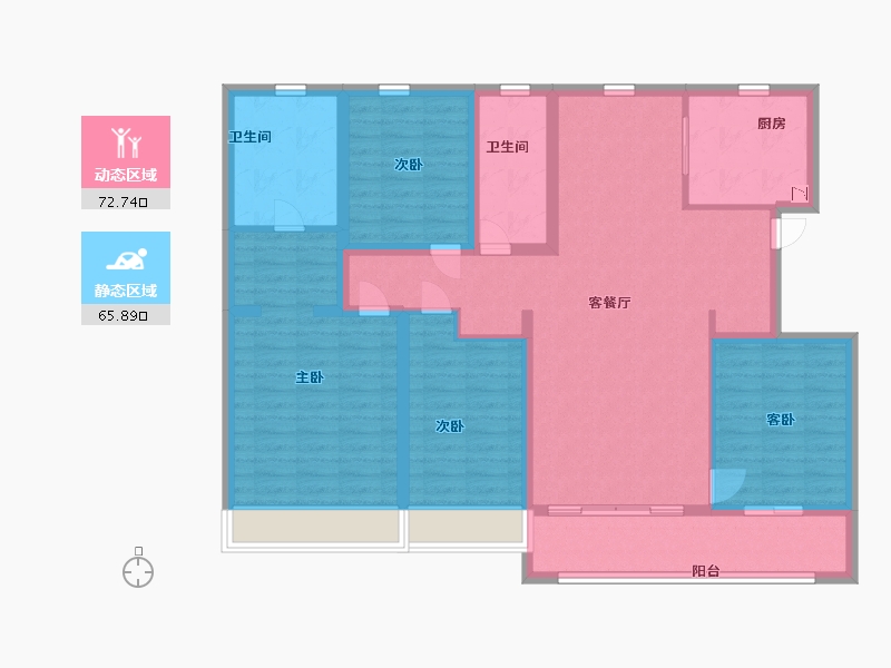 陕西省-西安市-海亮唐宁府御宸-124.09-户型库-动静分区