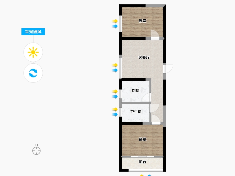 陕西省-西安市-拉克雷公馆-50.39-户型库-采光通风