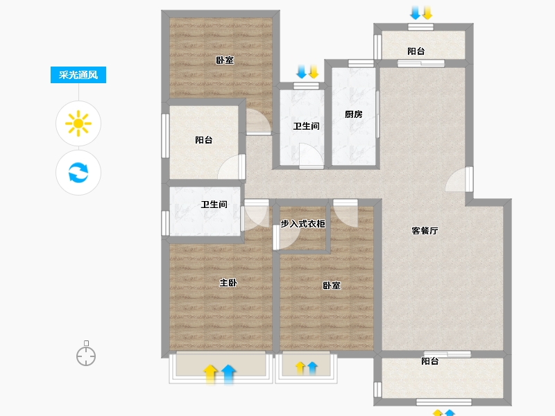 江苏省-无锡市-金洋奥澜-106.00-户型库-采光通风