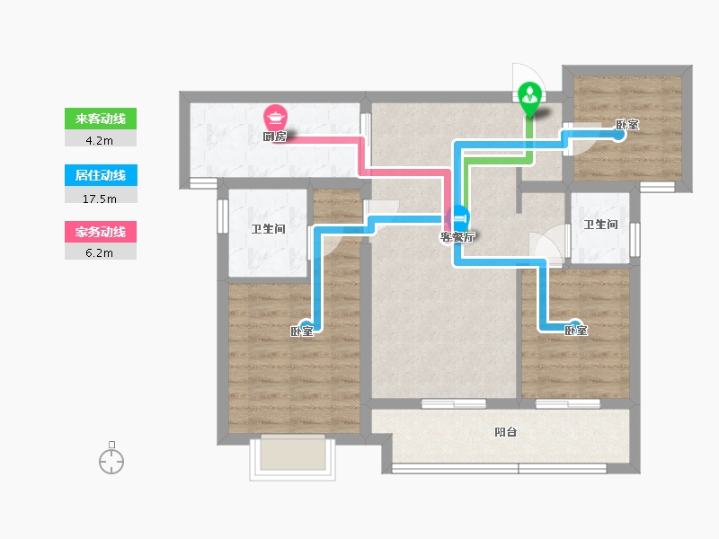 陕西省-西安市-清凉云晖-76.48-户型库-动静线