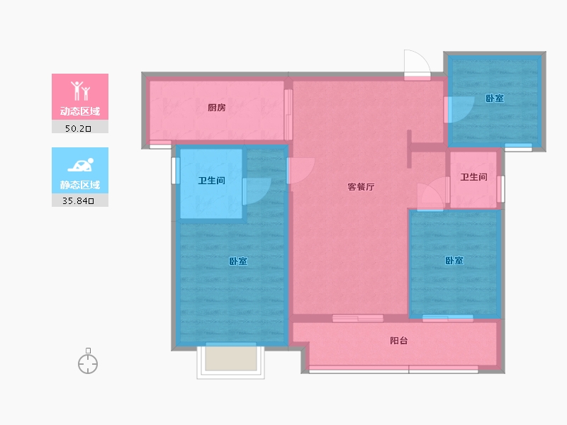 陕西省-西安市-清凉云晖-76.48-户型库-动静分区