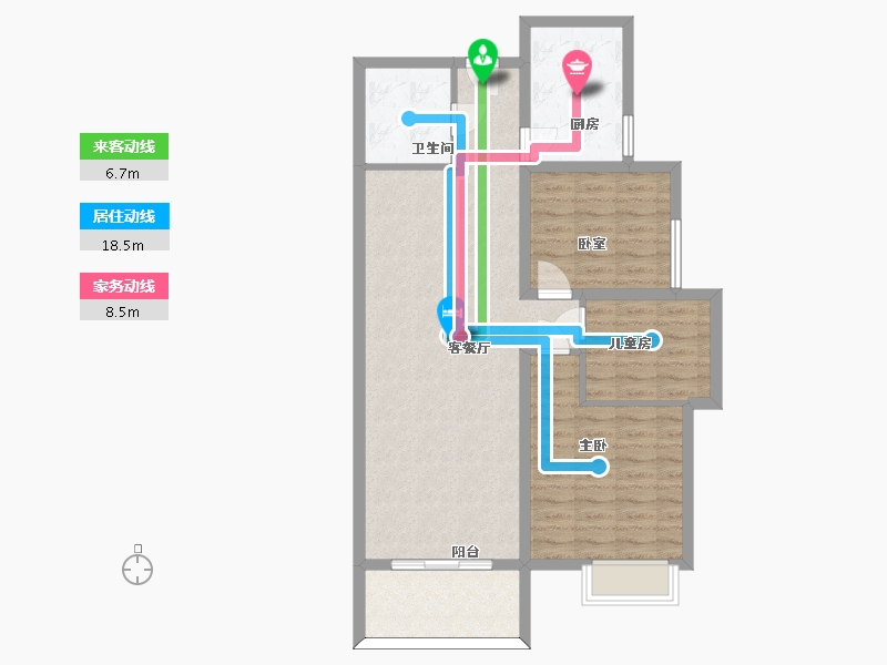 陕西省-渭南市-高新时代新城-89.61-户型库-动静线