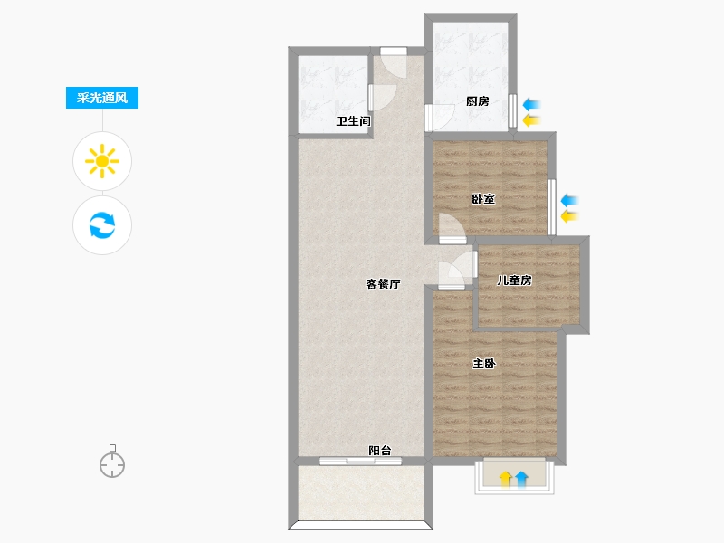 陕西省-渭南市-高新时代新城-89.61-户型库-采光通风