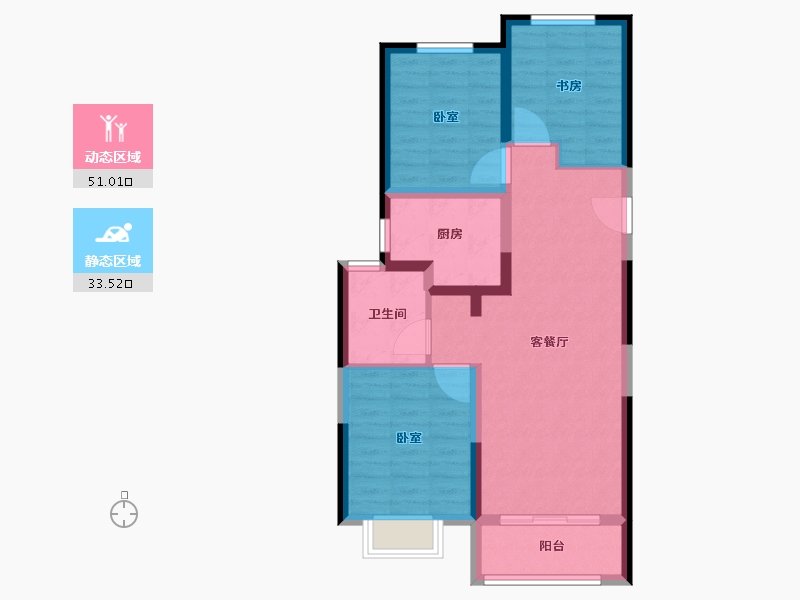 陕西省-西安市-宝鸡富力湾-75.18-户型库-动静分区