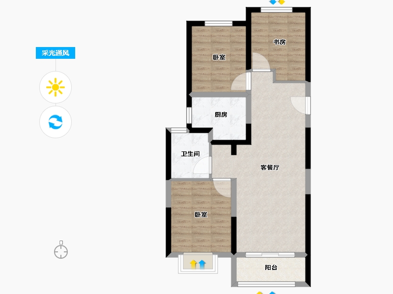 陕西省-西安市-宝鸡富力湾-75.18-户型库-采光通风