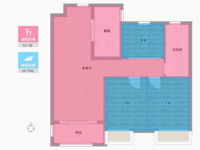 陕西省-西安市-海亮唐宁府御宸-76.00-户型库-动静分区