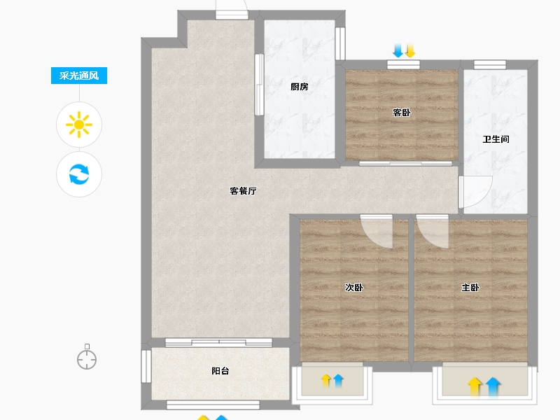 陕西省-西安市-海亮唐宁府御宸-76.00-户型库-采光通风