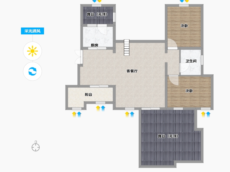 陕西省-西安市-国润城-133.01-户型库-采光通风