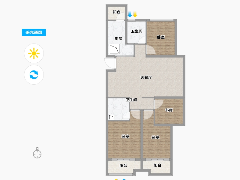 山西省-太原市-太原恒大森林海-118.00-户型库-采光通风