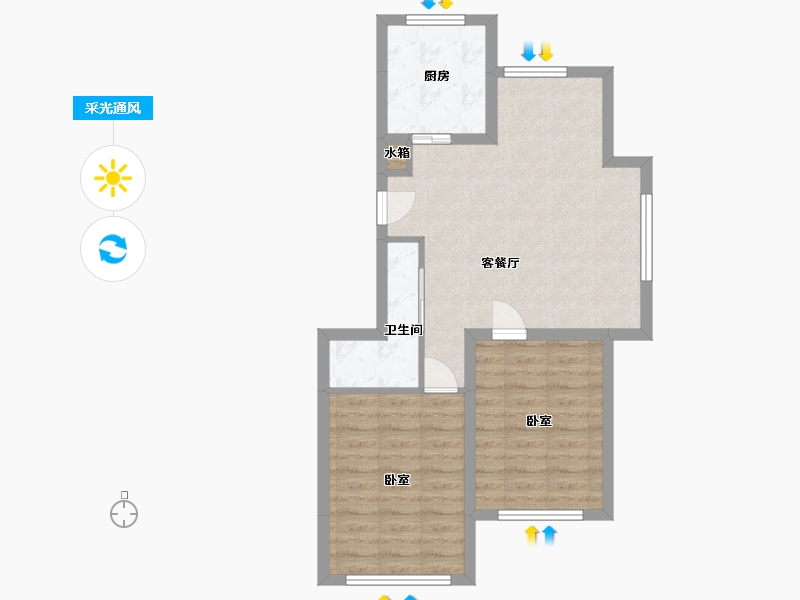 辽宁省-鞍山市-佳泰美景-63.84-户型库-采光通风